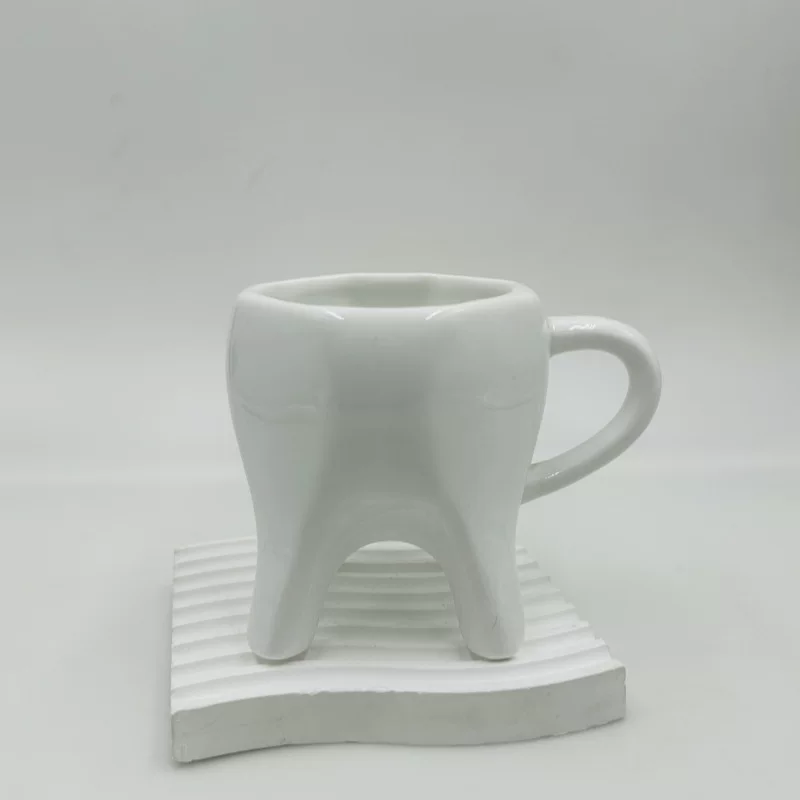 Креативная чашка для зуба с высокой ножкой, белая, 11oz, керамическая чашка для питья воды, зубная чистка, отель особая форма, домашний офис практичный