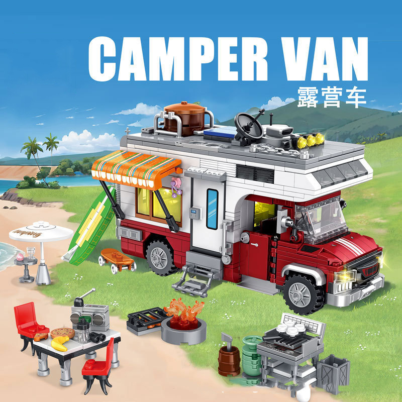 Compatible with Lego Cross-Border City Series Camper Van, Sunny and Comfortable Kitchen Cookware Building Blocks Assembly Toys Wholesale for Men