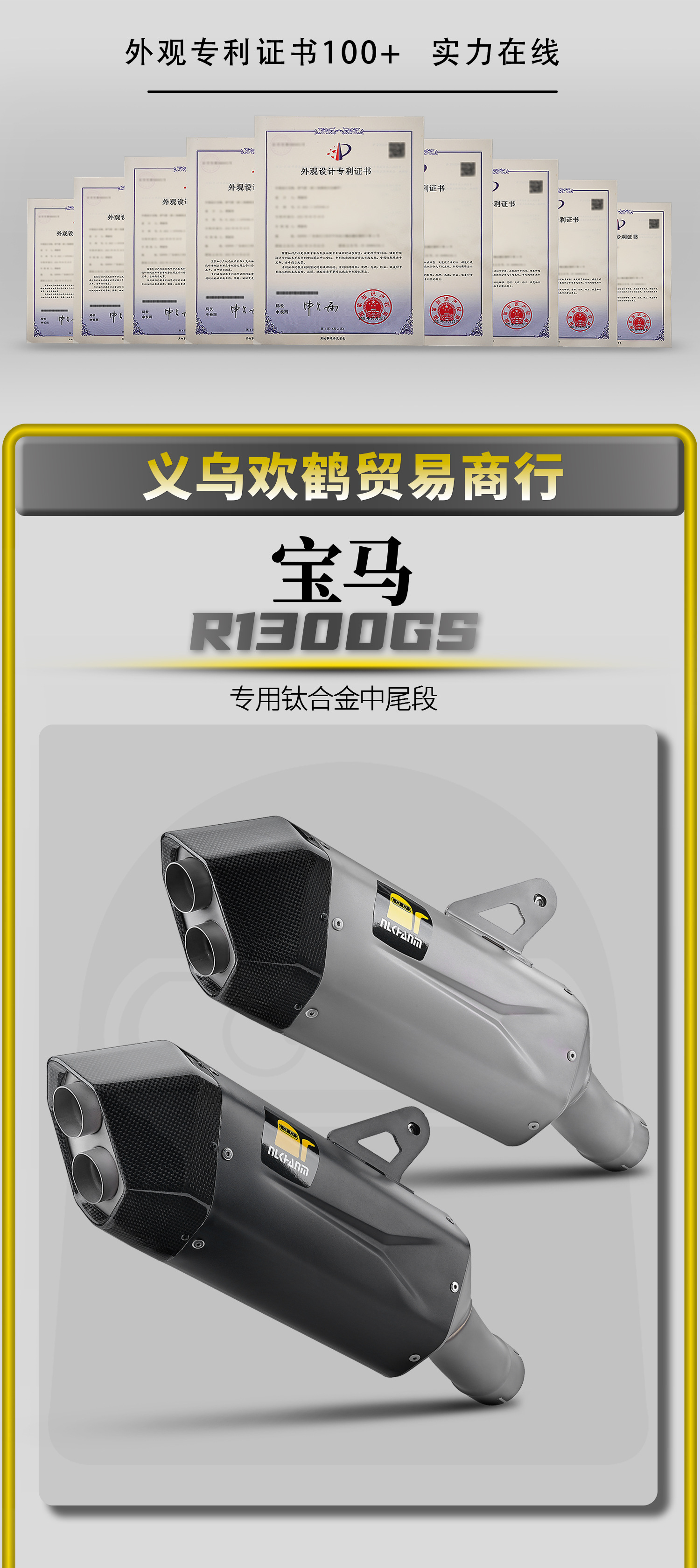 Bmw Waterbird R1300Gs 25 Model Motorcycle Modified Exhaust Pipe Scorpion Titanium Alloy Mid-Section and Tail Section Non-Destructive Installation