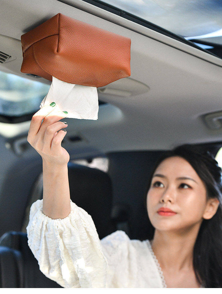 Magnetic Car Tissue Box, In-Car Tissue Holder, Car Hanging Bag, Sun Visor Center Console High-End Tissue Hanging Bag