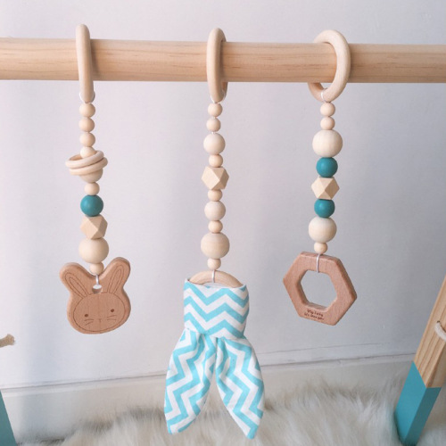 Cross-border ins decoration Nordic style children's toys wooden fitness equipment ornaments newborn baby baby fitness rack