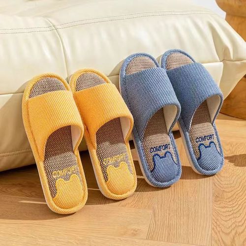Summer Indoor Home Sliding Soft Sole Home Seasonal Cotton Linen Slippers for Men Spring and Autumn Linen Slippers for Women