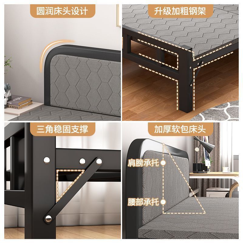 Cama plegable para una persona, cama sencilla para uso doméstico, cama para siesta en la oficina, cama para siesta en el dormitorio, cama pequeña para adultos, cama de hierro al por mayor.