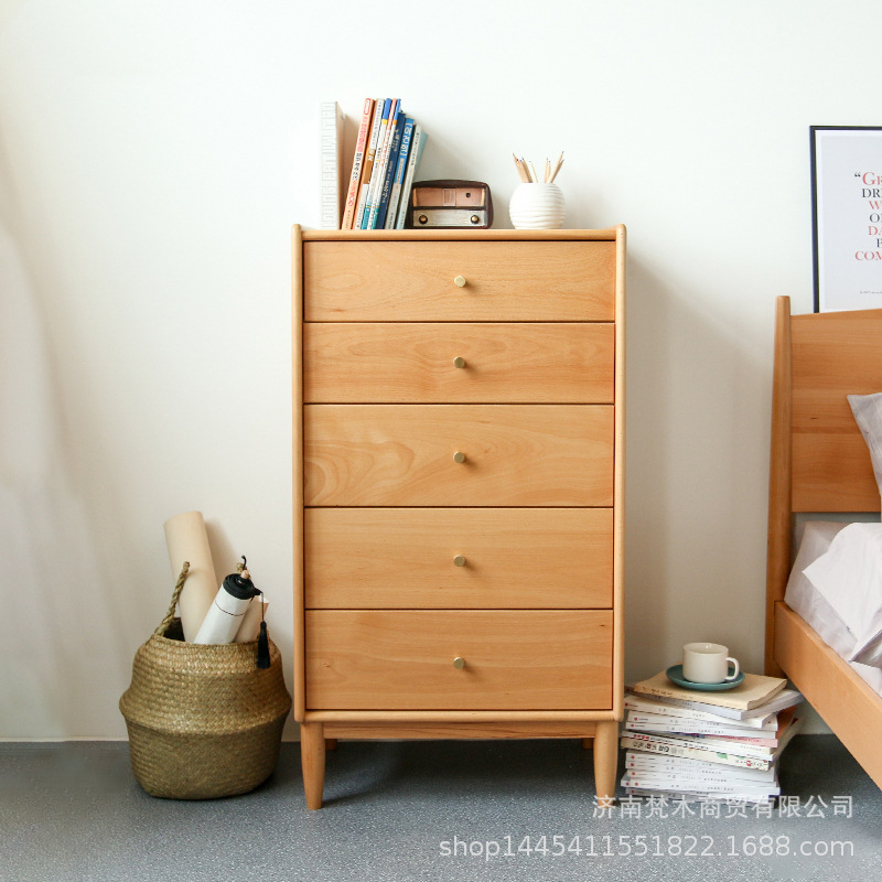 北欧实木五斗柜现代简约轻奢储物柜抽屉式收纳卧室客厅省空间斗橱|ru