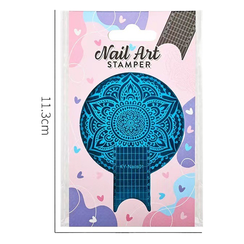 Cross-border nueva plantilla de impresión de uñas DIY Blue Film redondo multi-funcional de uñas de impresión esmalte de uñas pintado placa de acero