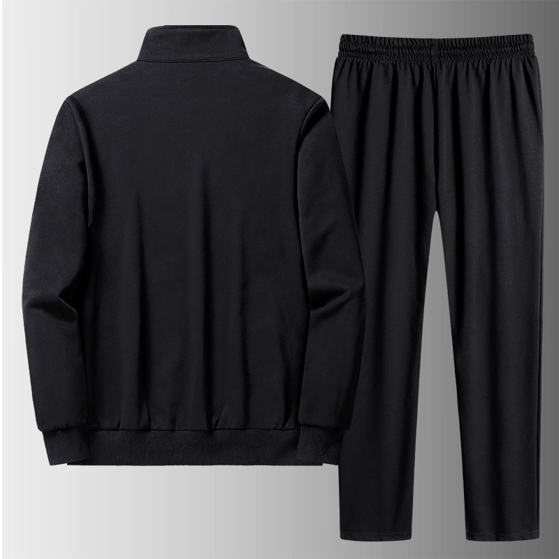 Conjunto deportivo informal de primavera y otoño para hombre, conjunto de dos piezas con cuello alto, pantalones de pierna recta holgados, chaqueta, conjunto de talla grande.