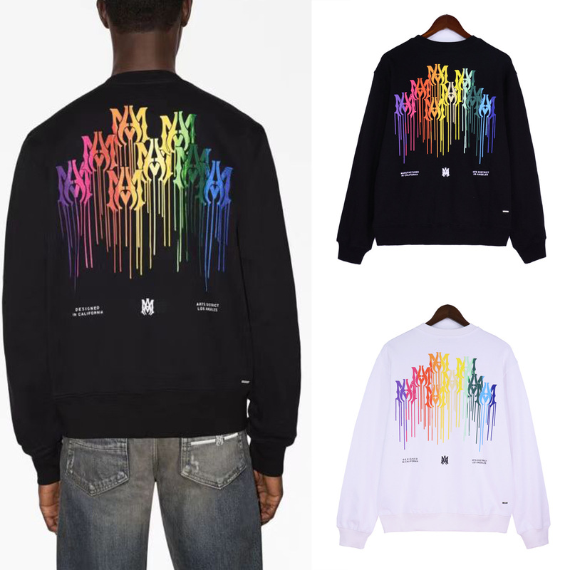 Cross-Border New Style Sweatshirt Trendy Streetwear Hip-Hop Style with Colorful Printed Logo Round Neck