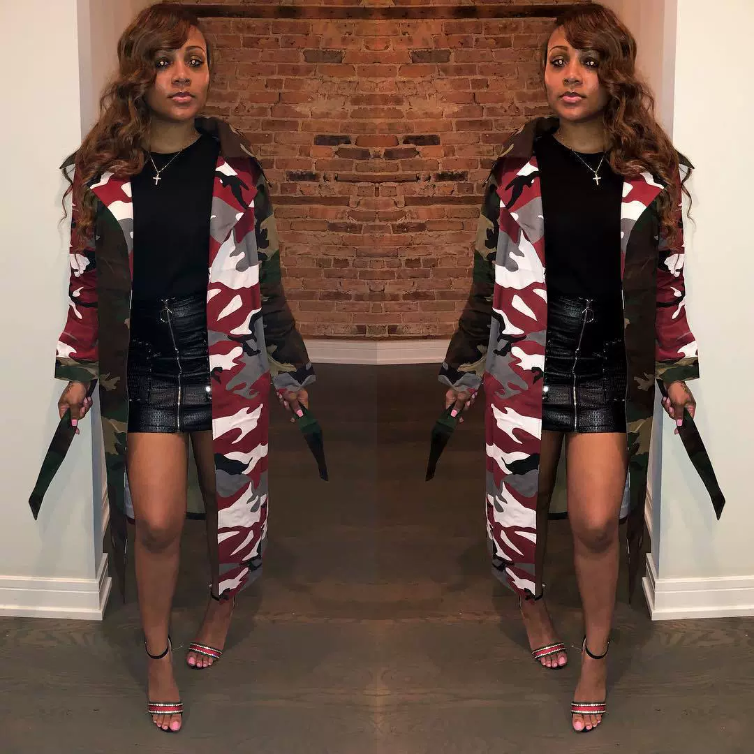 3027 Amazon трансграничная осень и зима новая камуфляжная ветровка плюс длинное пальто европейская и американская женская одежда