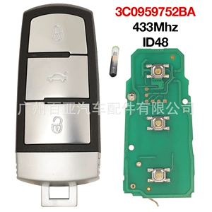 Volkswagen 3-düyməli yarı-ağıllı pultlu avtomobil açarı 3C0959752BA 433MHz ID48 çip