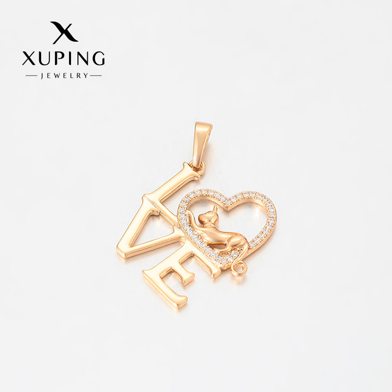 Xuping estilo retro collar gatos colgante de aleación de cobre chapado 18k colgante único color joyas del día de la madre al por mayor mujeres