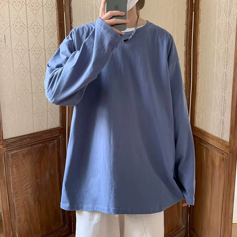 Футболка с длинными рукавами для мужчин осенняя американская ретро свободная одежда