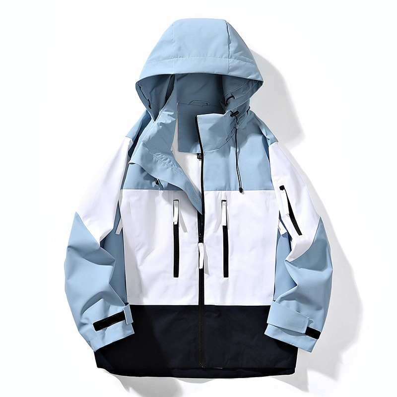 Capa de asalto pareja primavera nuevo estilo americano retro color a prueba de viento abrigo con capuchón relajado casual