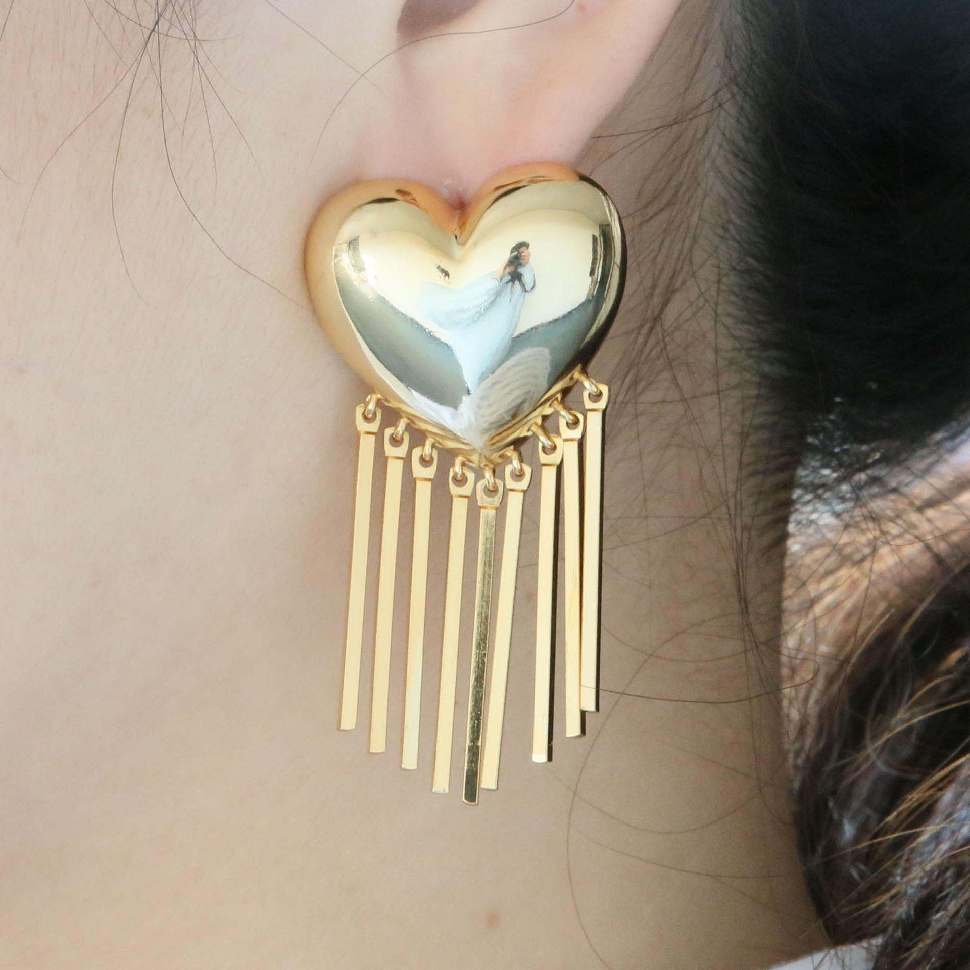 Casual Occasion Copper Material 1 Pair Simple Style Heart Shape Plating Copper 18K Gold Plated Earrings