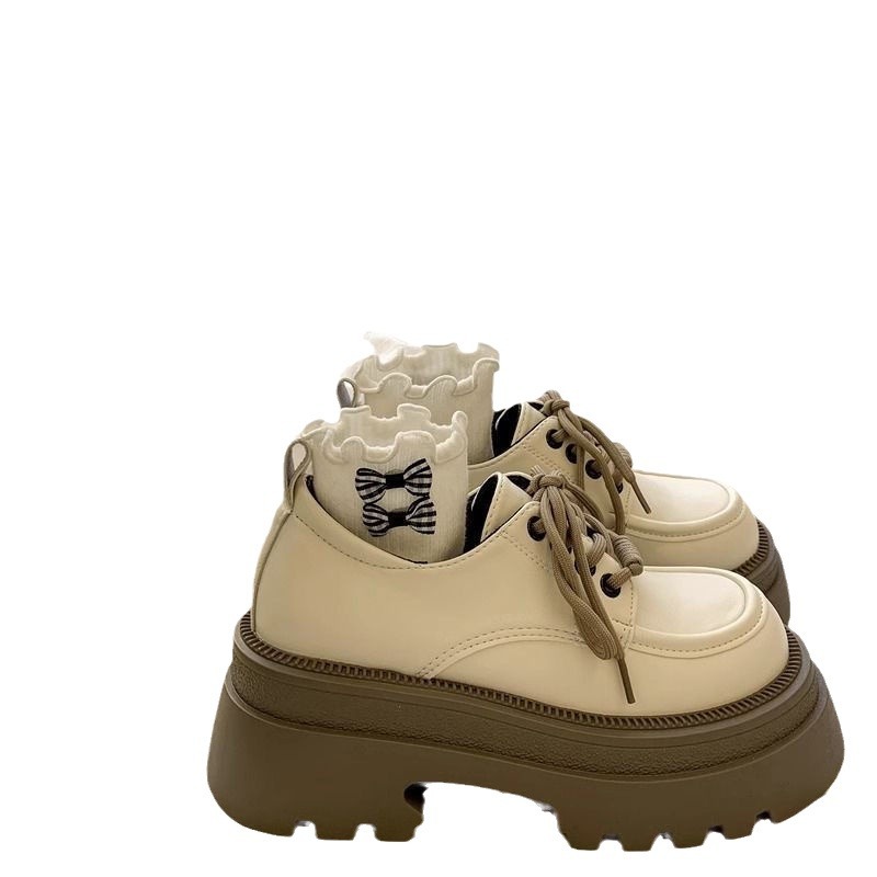 Red éxito explosivo cabeza redonda zapatos de cuero para mujeres 2023 nuevo tacones gruesos temperamento de fondo grueso japonesas jk mary zhen zapatos para niños