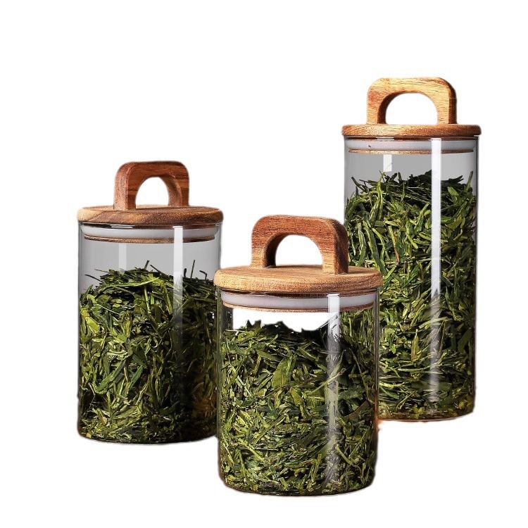 Suministro spot lata de té alta borosilicona vidrio sellado lata de vidrio multi-especificación lata de vidrio redonda lata de té tanque de almacenamiento