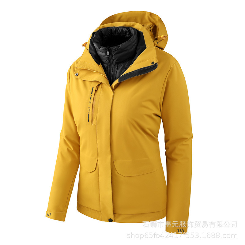 Trajes de invierno de dos piezas para hombres y mujeres al aire libre trajes de montaña 3 - en - 1 desmontables revestimiento a prueba de viento abrigo de moda