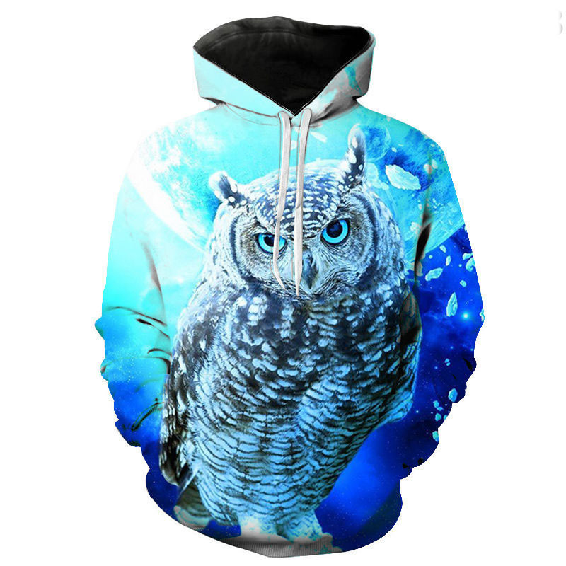 Factory direct supply WISH Europe and the United States New Galaxy star owl 3D digital printing men's and women's hooded vests