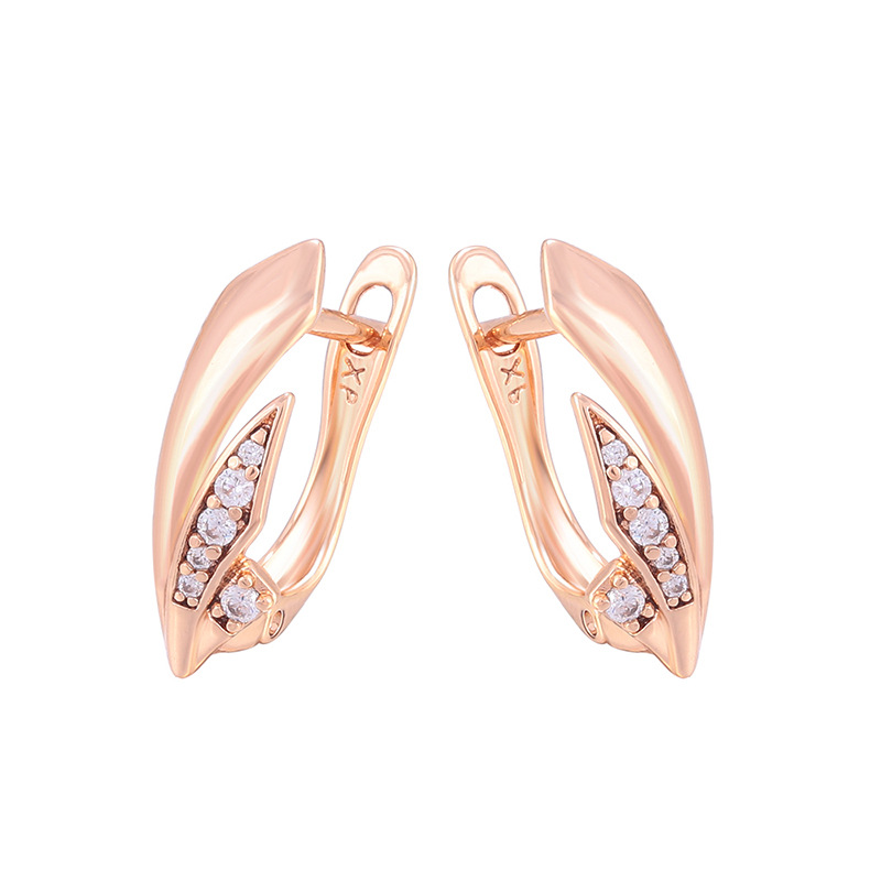 Aretes de Hoja Geométrica de Aleación de Cobre Chapado en Oro de 18K para Mujer
