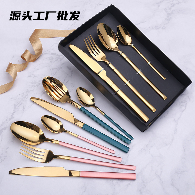 Cross-border knight stainless steel knife and fork spoon suit dessert spoon fork hotel restaurant gift tableware can be printed logo Cross-border knight stainless steel knife and fork spoon suit dessert spoon fork hotel restaurant gift tableware can be printed logo