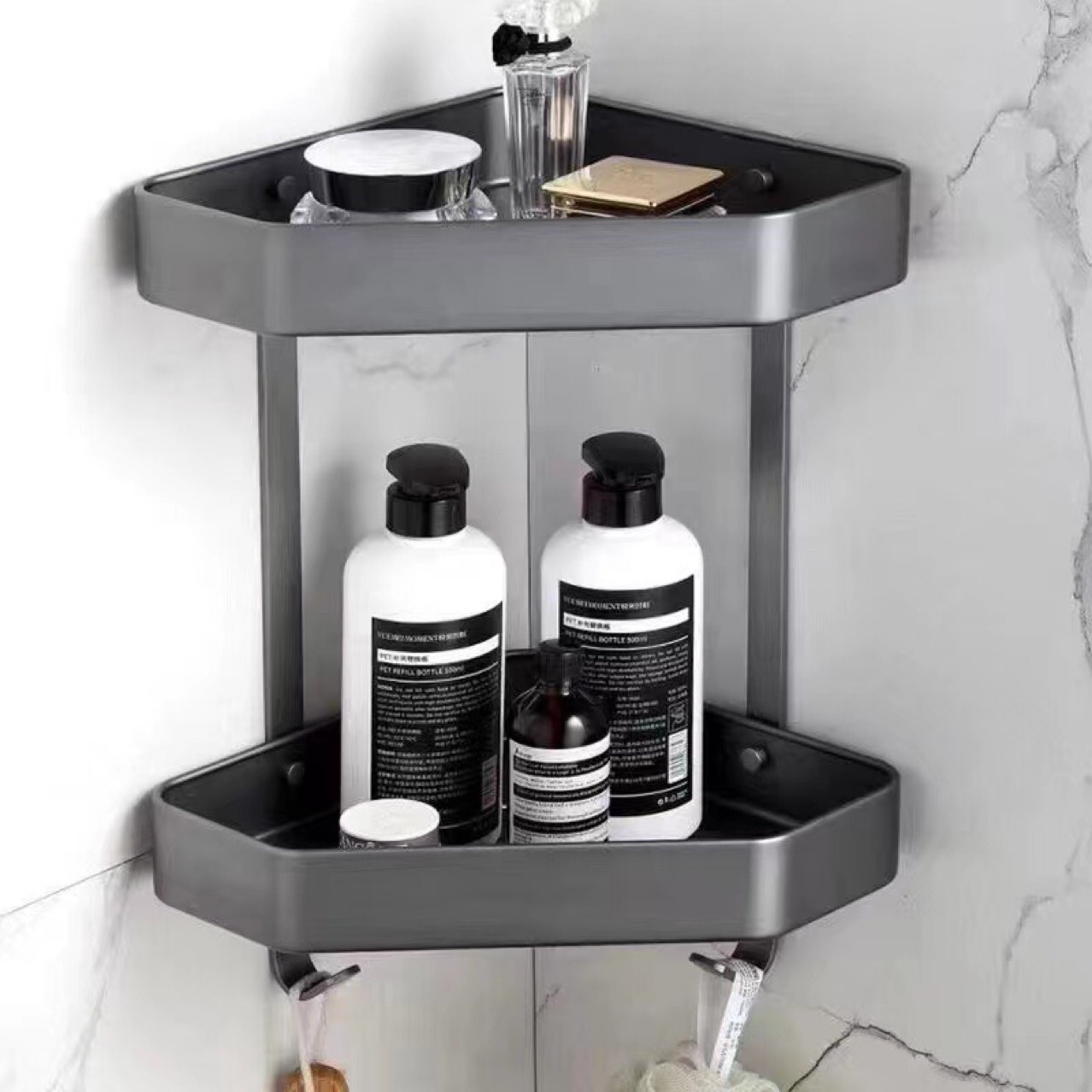 304 Stainless Steel Bathroom Corner Rack Storage Rack Punch-Free Bathroom Wall Tripod Bathroom Storage Supplies