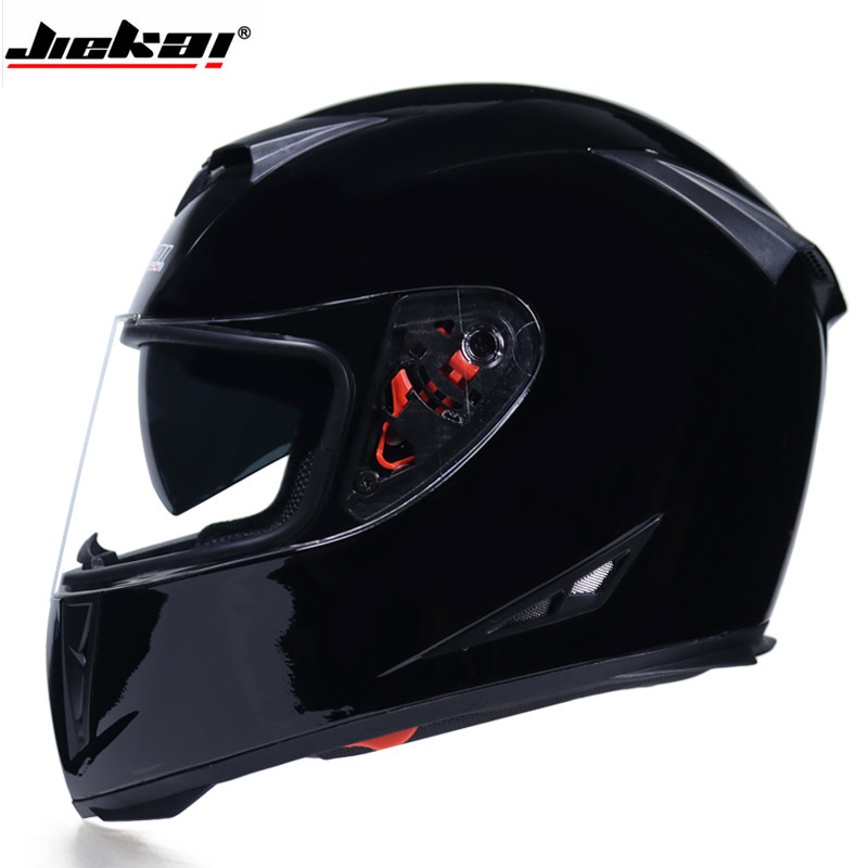 Jiekai casco de bicicleta de coche eléctrico casco completo de hombres y mujeres personalidad de la cubierta completa Four Seasons doble lente cálida tapa antiniebla