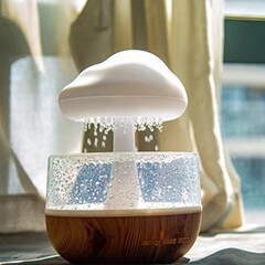 クリエイティブレインドロップ加湿器アロマセラピーマシンクラウドレインカラフルなキノコランプエッセンシャルオイル加湿器グラデーション雰囲気ランプメーカー