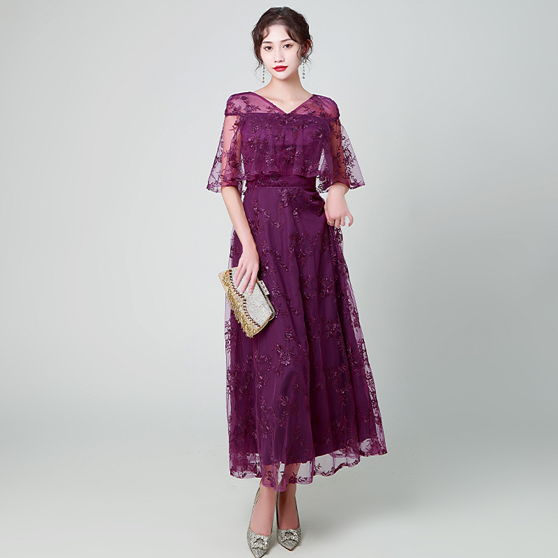 Long fitted lace evening dress