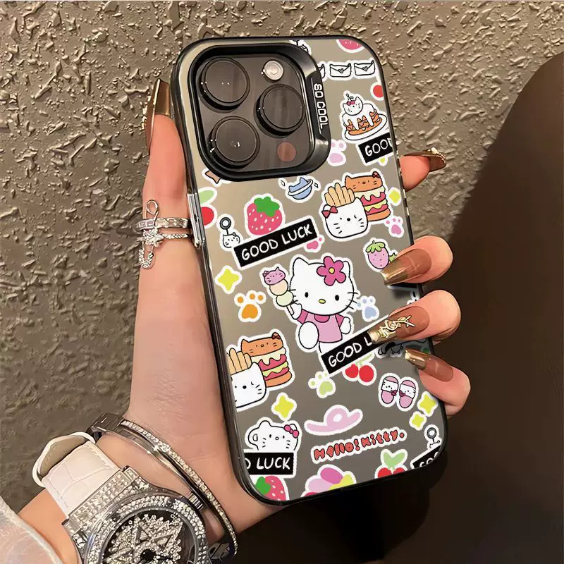 Чехол для телефона с рисунком Hello Kitty и яблоком, совместимый, мультяшный дизайн, для Pro 15 Plus Max, защита от падений