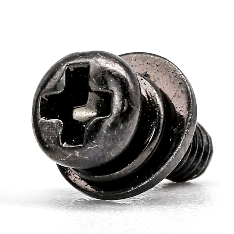 Черный крест из нержавеющей стали 304 с круглой головкой, три комбинированных винта, черные цинковые винты с цилиндрической головкой, три комбинированных винта M2/M3/M4/M5