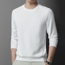 定 制logo秋季男装内搭长袖T恤宽松弹力套头打底衫圆领亚马逊热销