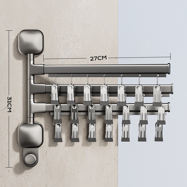 Toallero Giratorio Multibarra con Ventosa de Aleación de Aluminio para Baño image 11