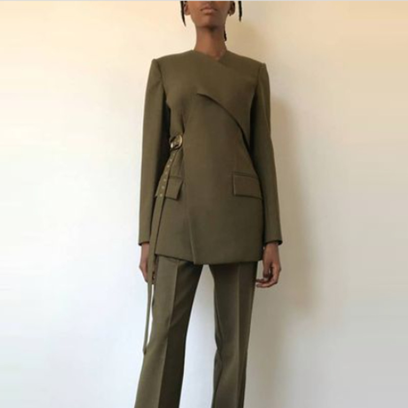 Fashionable and Elegant Style 2026 Summer New Pleated Elastic Waistband Irregular Hem Silhouette Blazer for Women