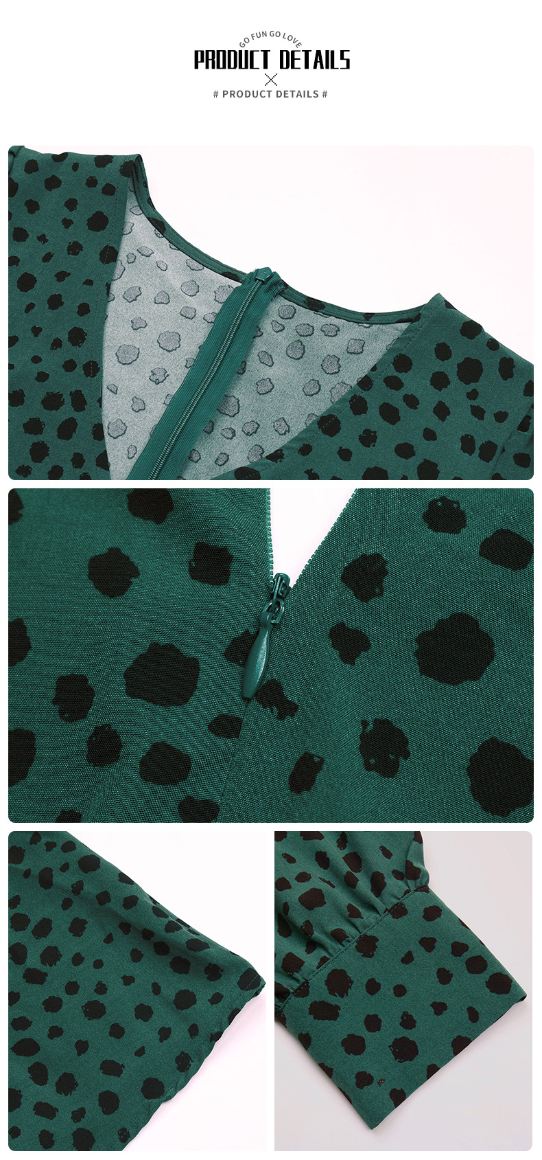 Green Leopard print color blocking Print Pleated Dress in Kimono sleeves main image 1