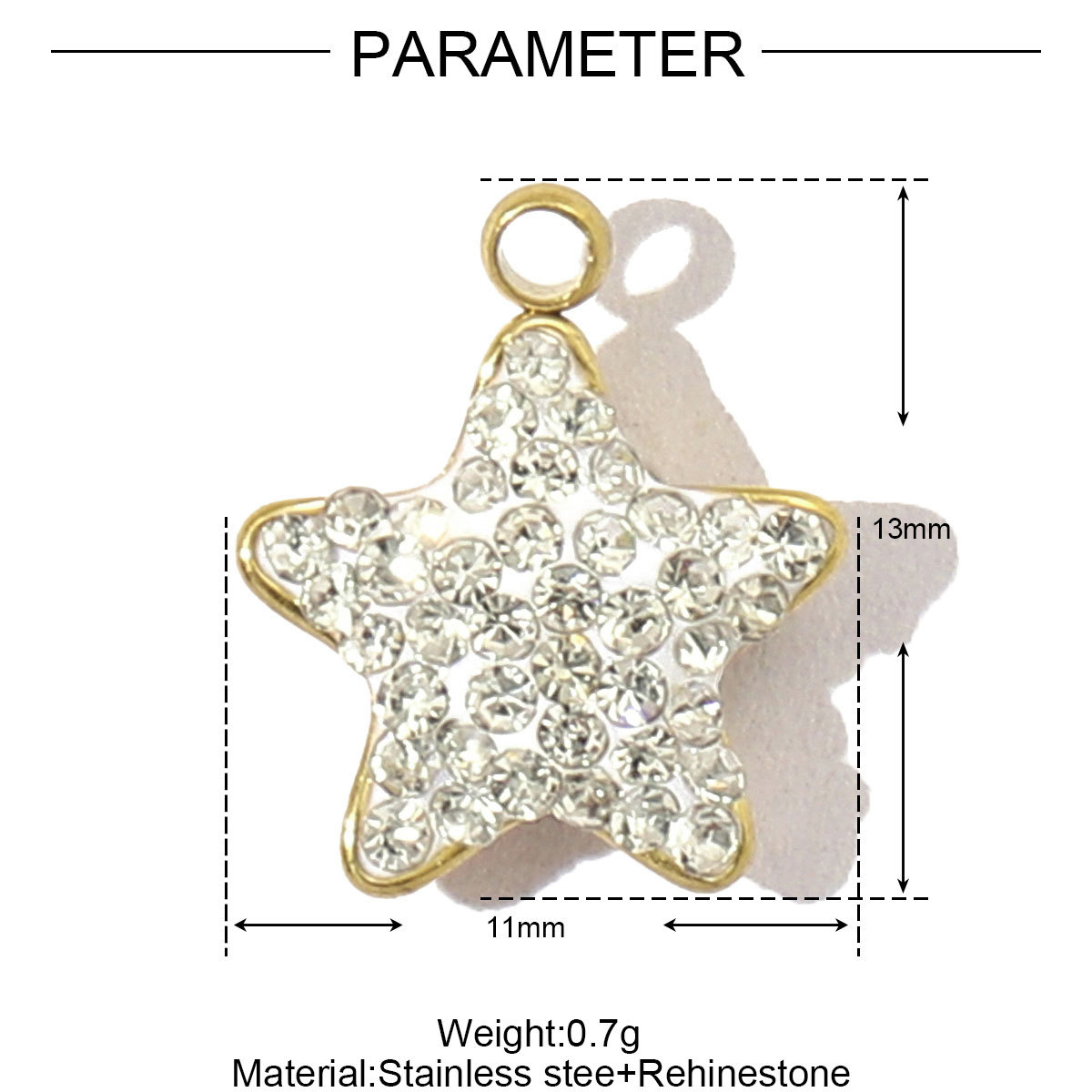 4g Weight Pendant Jewelry Making Type 5 PCS/Package Quantity 304 Stainless Steel Material Star Pattern Vacation, Classic Style Style Inlay Craft 5 PCS/Package Titanium Steel Star Pendant DIY Ornament Accessories 2