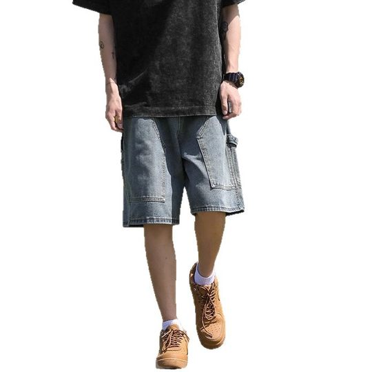 Rivet Cutting Tooling Denim Shorts Men's Summer Thin Trendy Brand Pants Loose American Men's Five-point Pants