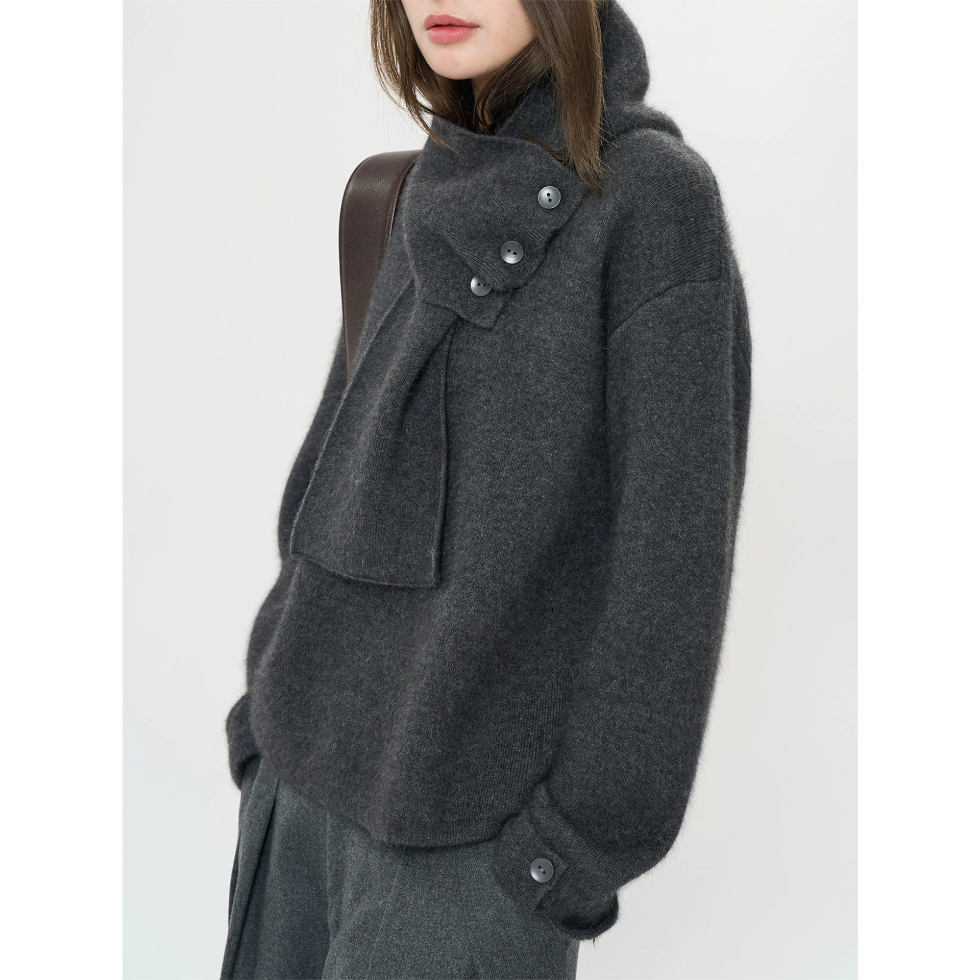 Lu Fu зимний новый корейский ретро шарф Съемный шерстяной свитер свободный контур мягкий клейкий топ для кожи женский