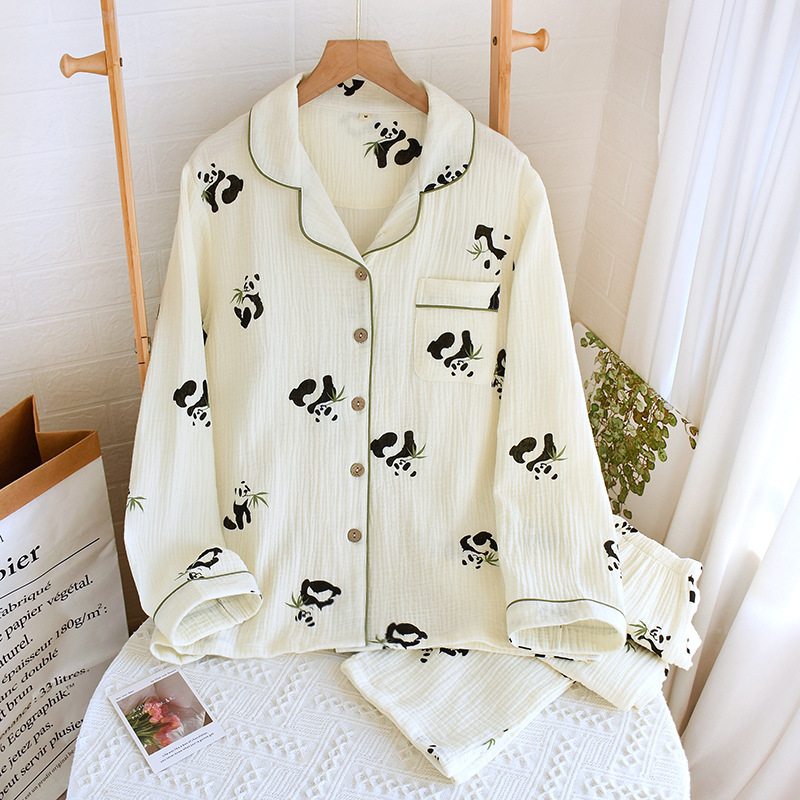 LJベージュパンダ-クレープの開襟セット