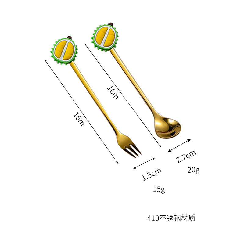 不锈钢勺子叉子餐具套装卡通水果勺叉套装咖啡搅拌勺甜品勺水果叉|undefined
