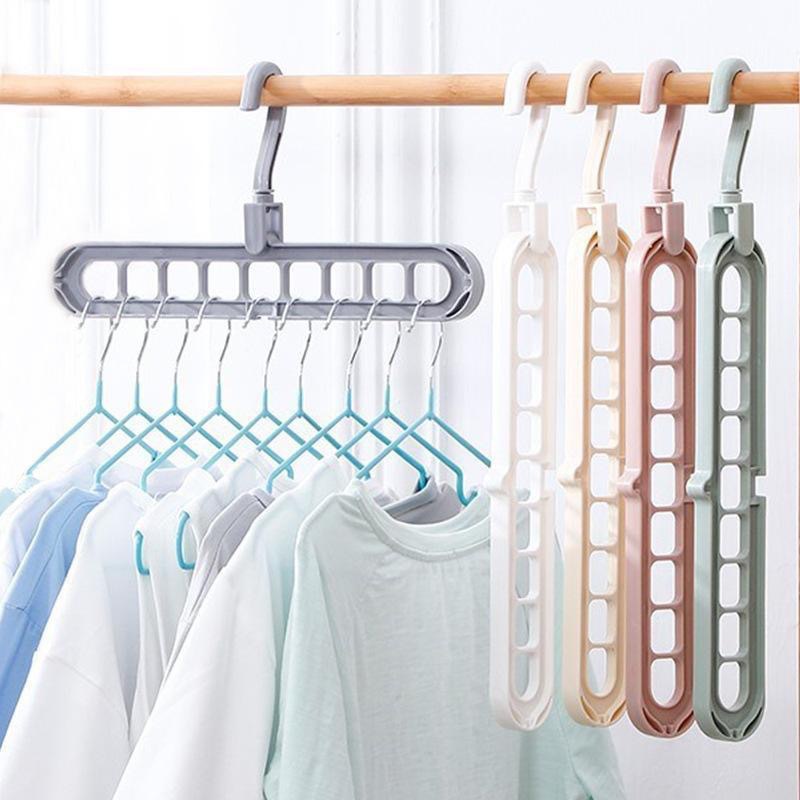 Nine-hole Hanger Multi-functional Rotating Folding Hanger Magic Drying Clothes Support Creative Plastic Storage 9-hole Hanging Clothes Rack