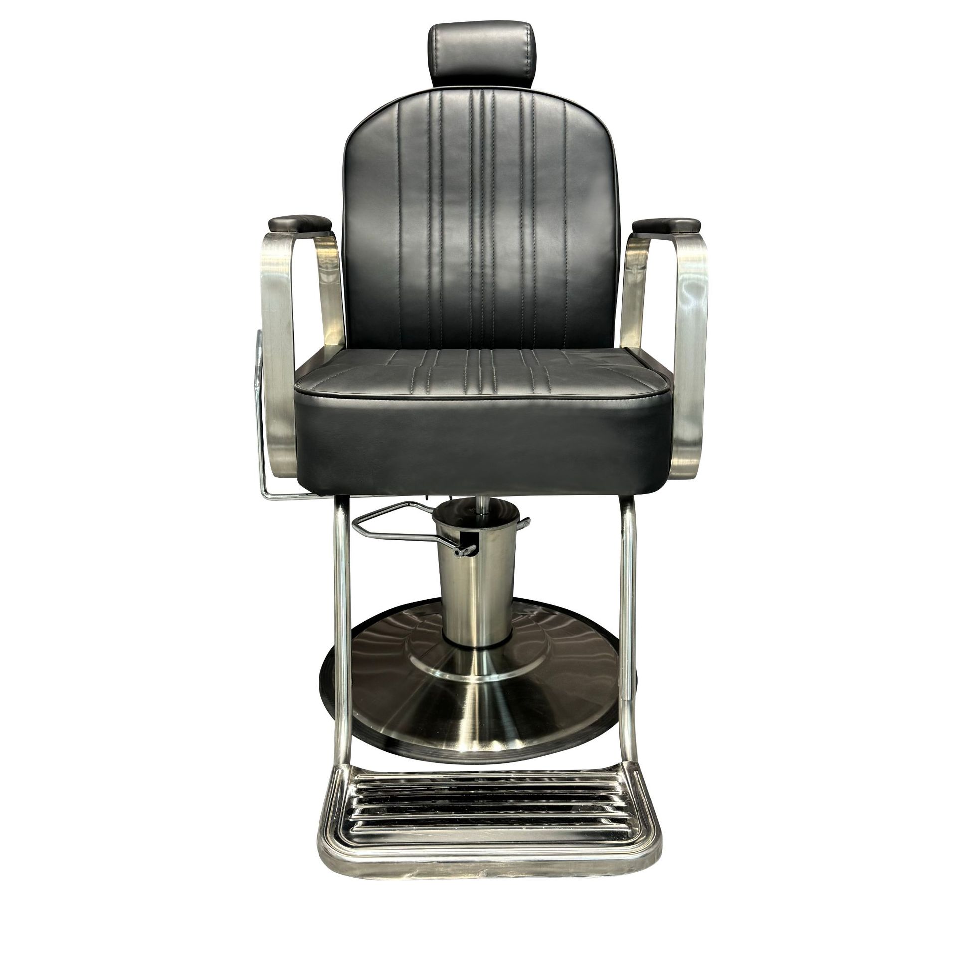 Fábrica de venta directa barbería red silla de peluquería roja puede elevarse y girar salón de acero inoxidable puede poner en