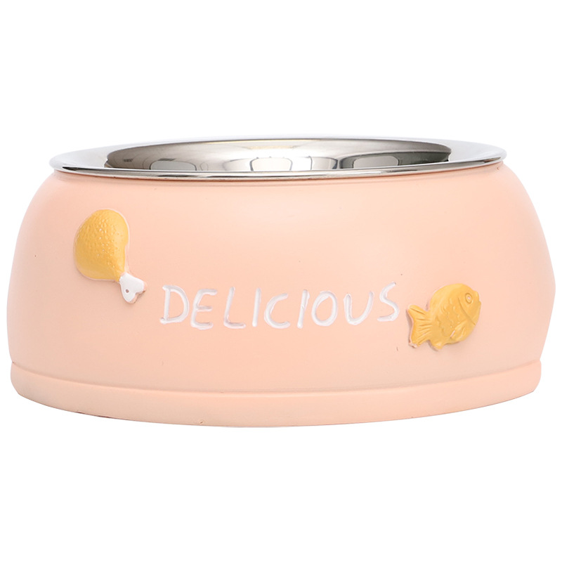 Creativo de dibujos animados de acero inoxidable para mascotas tazón de comida para gatos tazón para beber antidetonantes suministros para mascotas tazón de resina antideslizante tazón