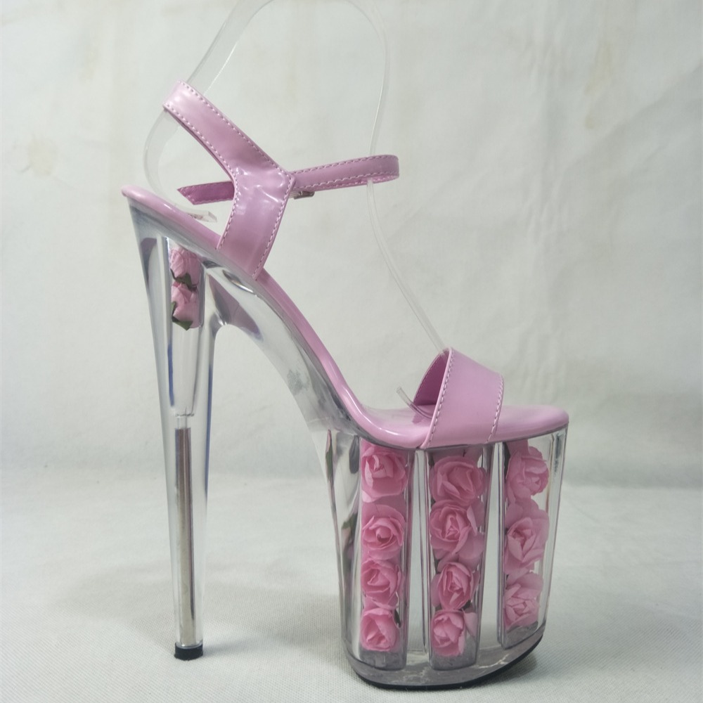 2021 tamaño de pedido talla boca de pescado moda tacón ultra alto tacón stiletto plataforma zapatos de boda con hebilla sandalias de mujer de moda rosa