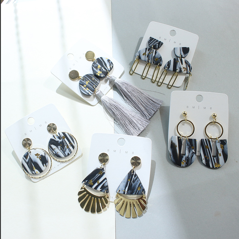 1 Pair Fashion Geometric soft clay Womenu0027S Drop Earrings