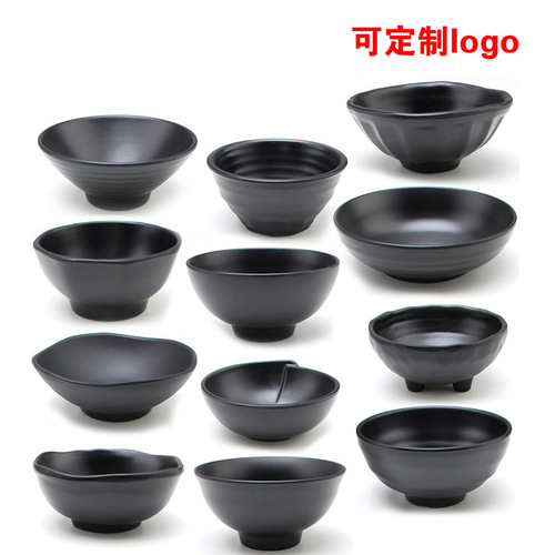 Melamine Japanese-style thickened hot pot bowl, shatter-resistant plastic bowl, small soup bowl, rice bowl, imitation porcelain restaurant plate bowl, seasoning bowl, tableware