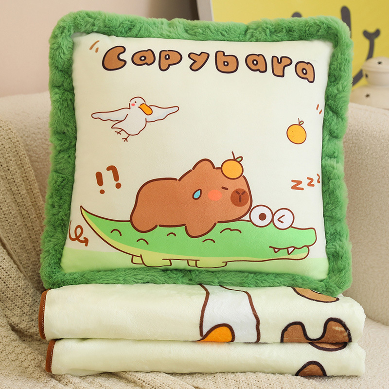 Capibara almohada de abrazo manta 2 - en - 1 colcha de automóvil para dormir aire acondicionado de oficina almohada de siesta