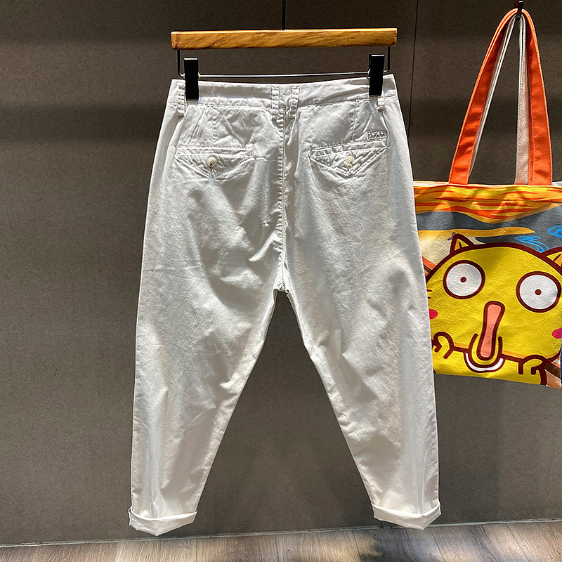 2023 new summer thin PU handsome men's pants young and middle-aged workwear casual pants loose straight fashion all-matching