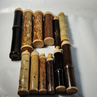 Small Portable Travel Bamboo Carving Incense Holder with Creative Sealed Bamboo Tube Incense Insert Cover Inlay