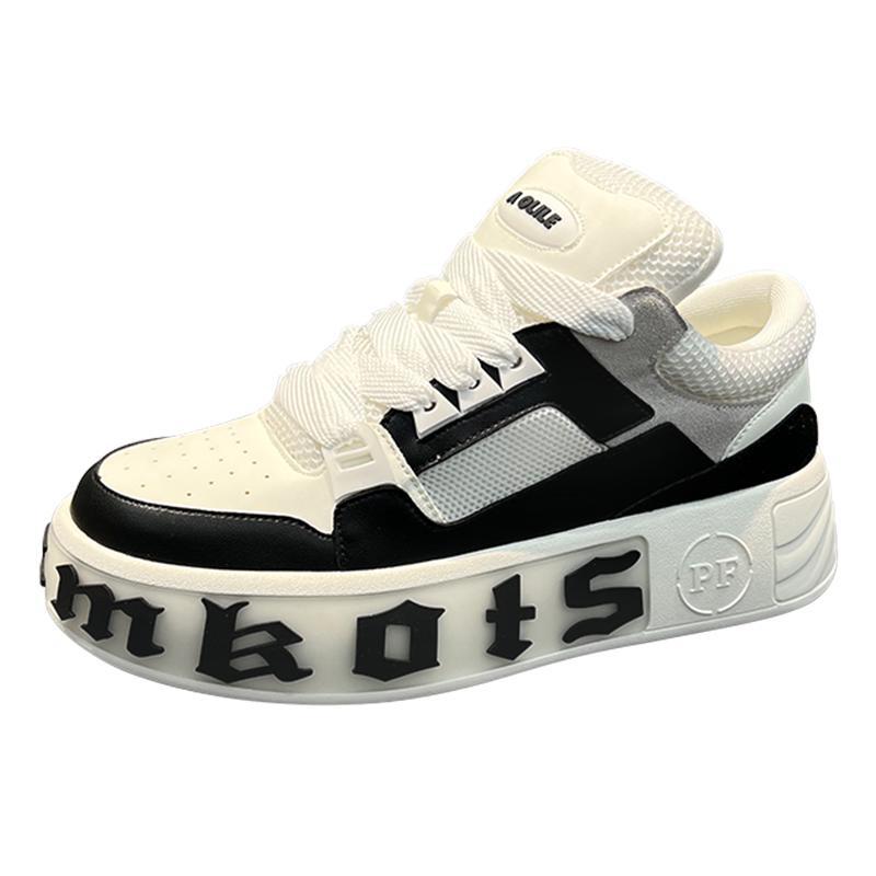 Scarpe casual comode, versatili, stile, personalità, moda, campus, studente, lettera, alla moda, da uomo, suola spessa, altezza_voghion.com