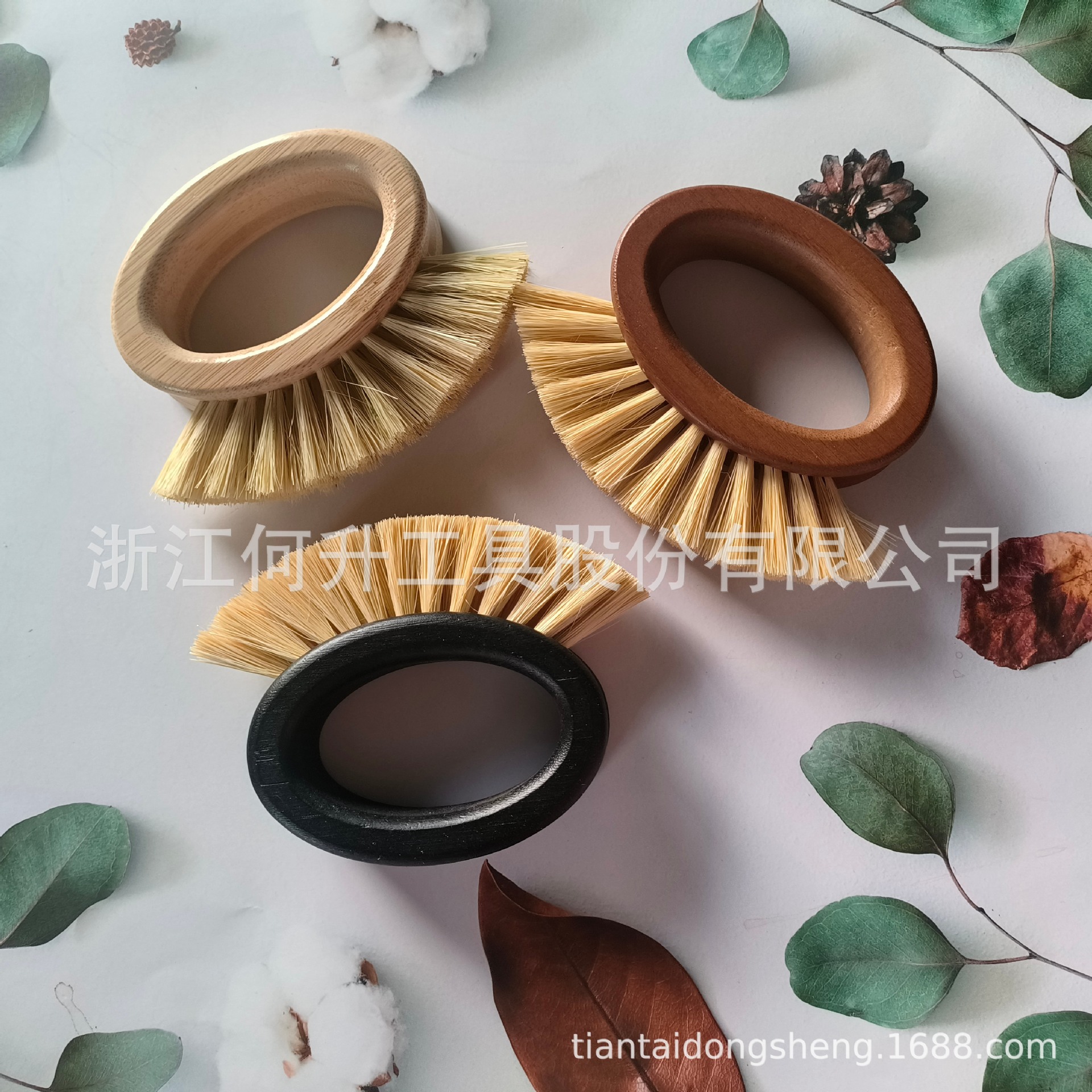 工厂生产fsc竹子厨房锅刷剑麻椭圆水果刷椭圆形洗碗刷环形刷跨境
