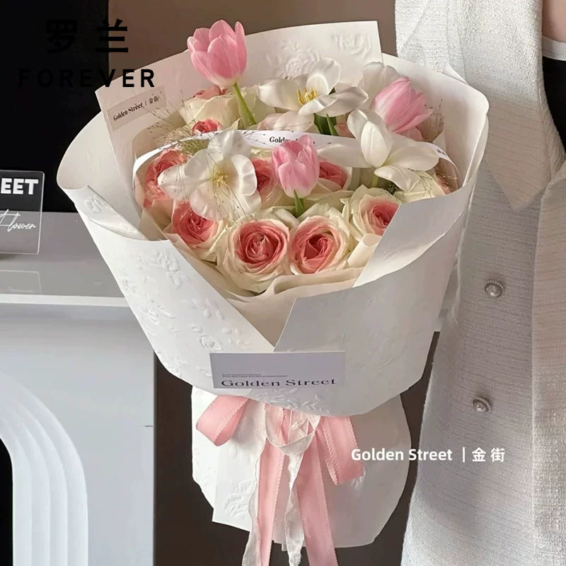 Роланд роз текстурированный рельефный бумажный букет упаковочная бумага трехмерный тиснение бумага цветочный материал